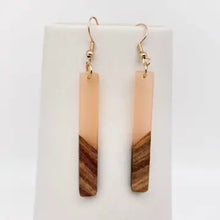 Resin Wooden Stick Pendant Earrings - Rectangle