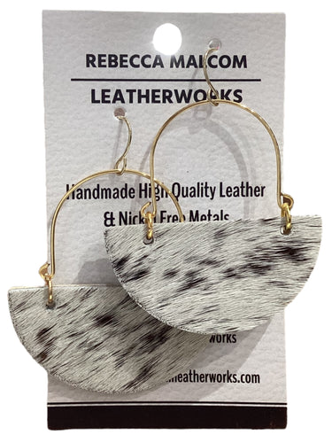 Large Half Moon Earrings - Cowhide