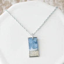 Custom Sand Necklace Wave Rectangle - Silver