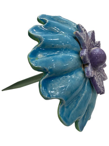 Ceramic Flower - Large - Turquoise/Purple