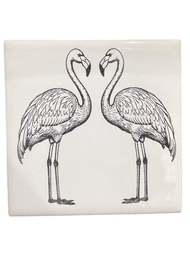 Ceramic Coaster - Flamingos