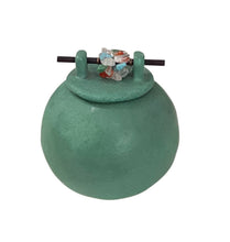 Prayer Jar Lidded Green with Semi Precious Stone
