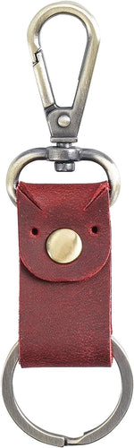 Genuine Leather Keychain - Red