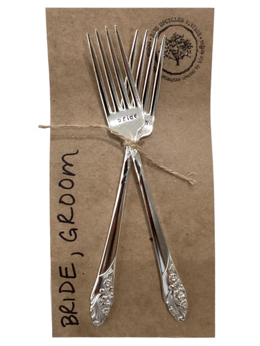 Bride, Groom Stamped Forks