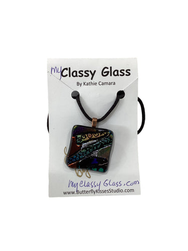 Engraved Dichroic Glass Amulet