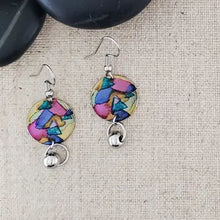 Alcohol Ink Stainless Steel Ball Connector Earrings