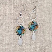 Alcohol Ink Stainless Steel Double Circle Drop Earrings