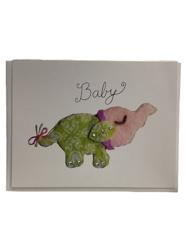 Notecard - Baby Elephant - Lime Green
