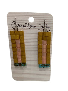 Yellow + Pink Tile Earrings