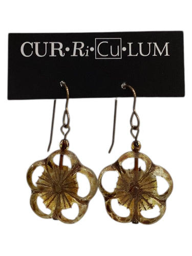 Clear Large Hawaiian Flower Czech Glass Earrings