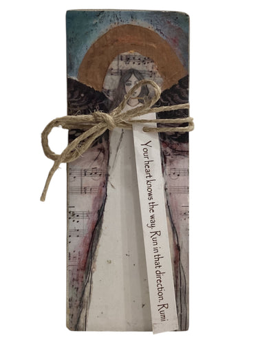 Small Wood Block Angel - Your heart knows the way. Run in that direction. – Rumi