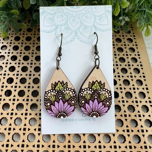 Sunflower Earrings - Purple