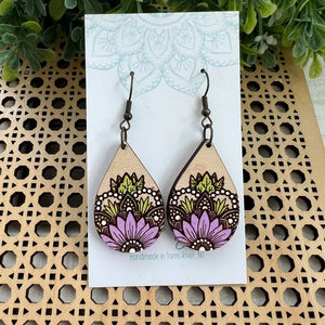Sunflower Earrings - Purple