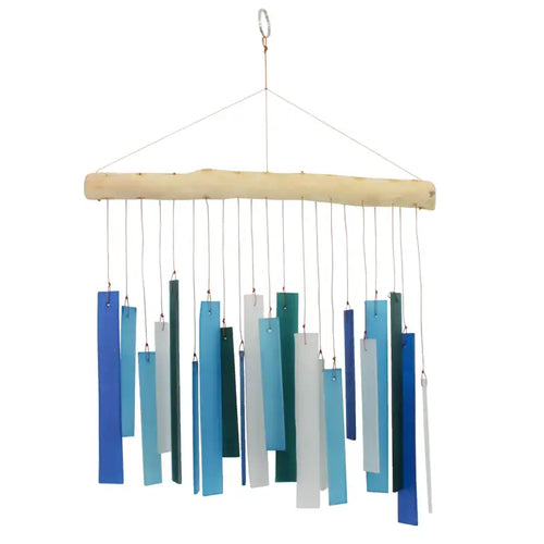 Blue Rectangles Tumbled Glass Wind Chime
