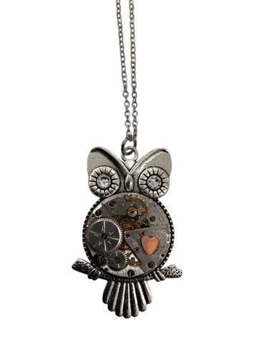 Steampunk Owl Movement Necklace