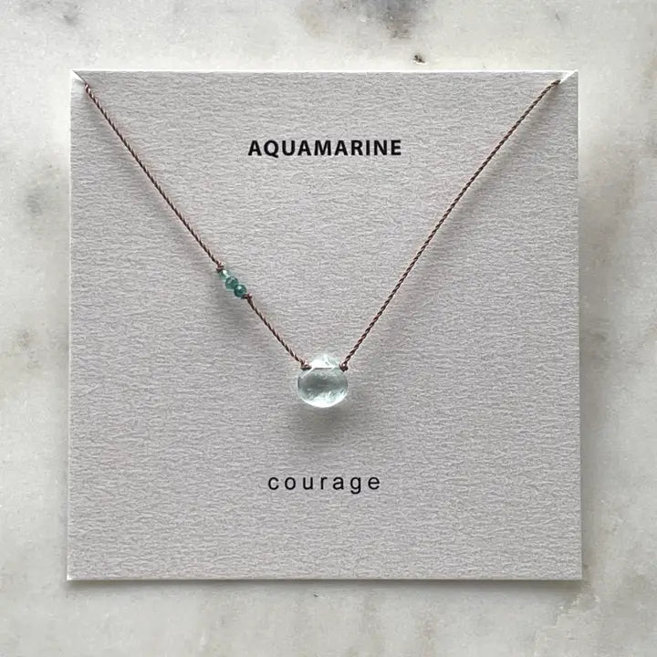 Aquamarine with Grandiderite Necklace - Courage