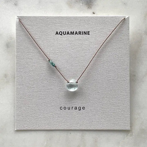 Aquamarine with Emerald Necklace - Courage