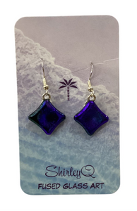 Small Blue Dichro Dangle Earrings