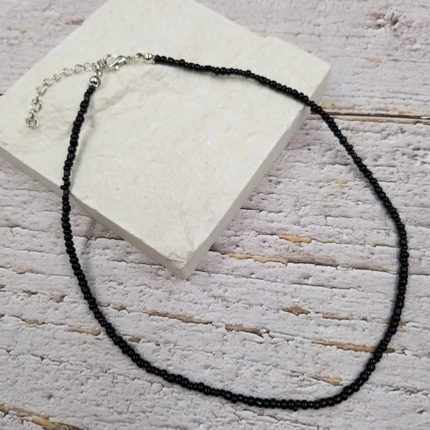 Boho Layered Colorful Seed Beads Necklace - Black