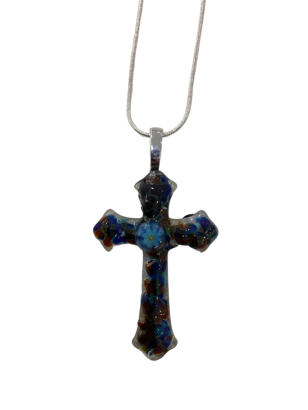 Pendant Cross - Dark Blue on Clear Base