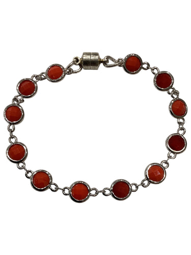 Crystal Bracelet - Silver/Coral