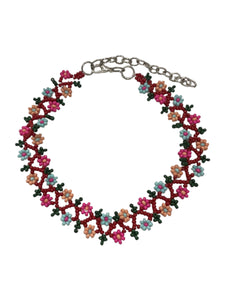 Flower Child Beaded Anklet - Pink