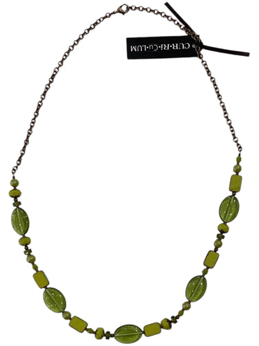 Lime Green Oval Mixed Czech Glass Necklace - 22