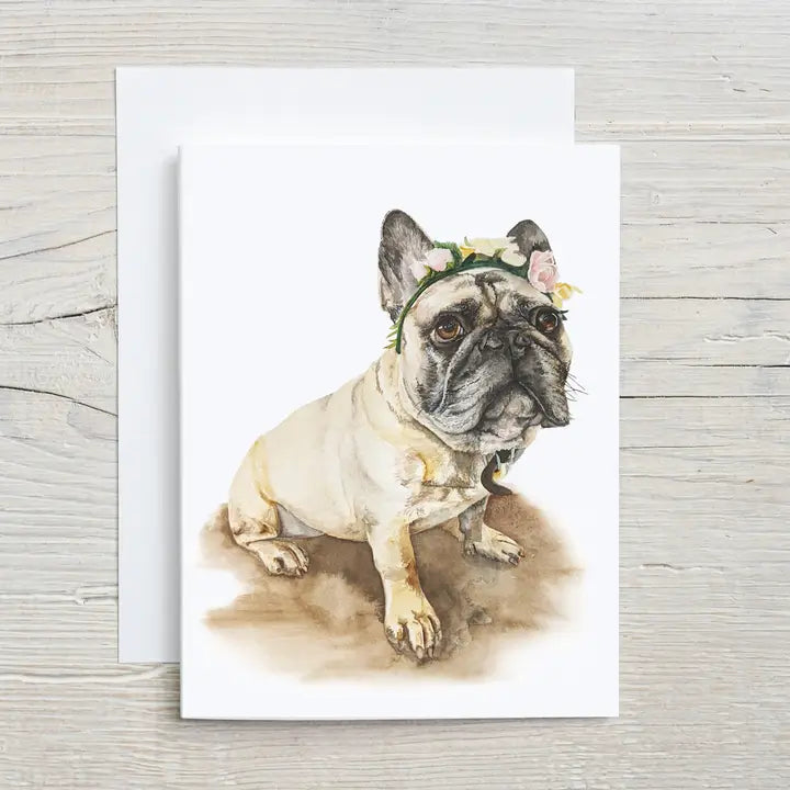 French Bulldog with Flower Crown Greeting Card