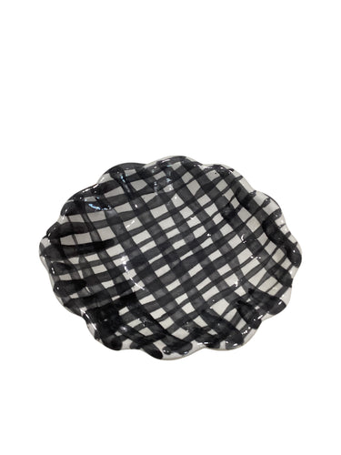 Black + White Check Dish