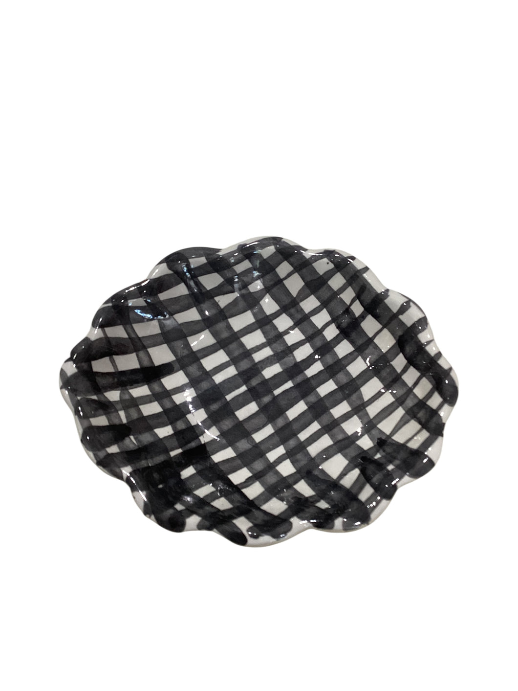 Black + White Check Dish