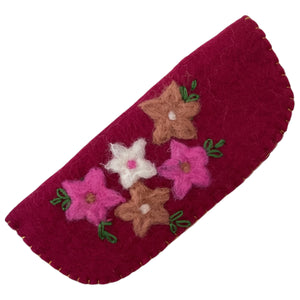 Felt Embroidered Eyeglass Holder - Small - Red