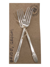 "Bride, Groom" Stamped Forks