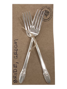 "Bride, Groom" Stamped Forks