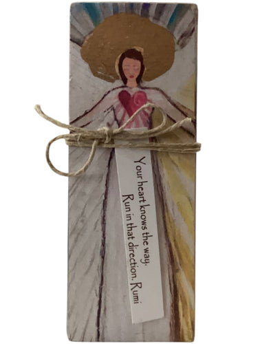 Small Wood Block Angel - Your heart knows the way. Run in that direction. – Rumi