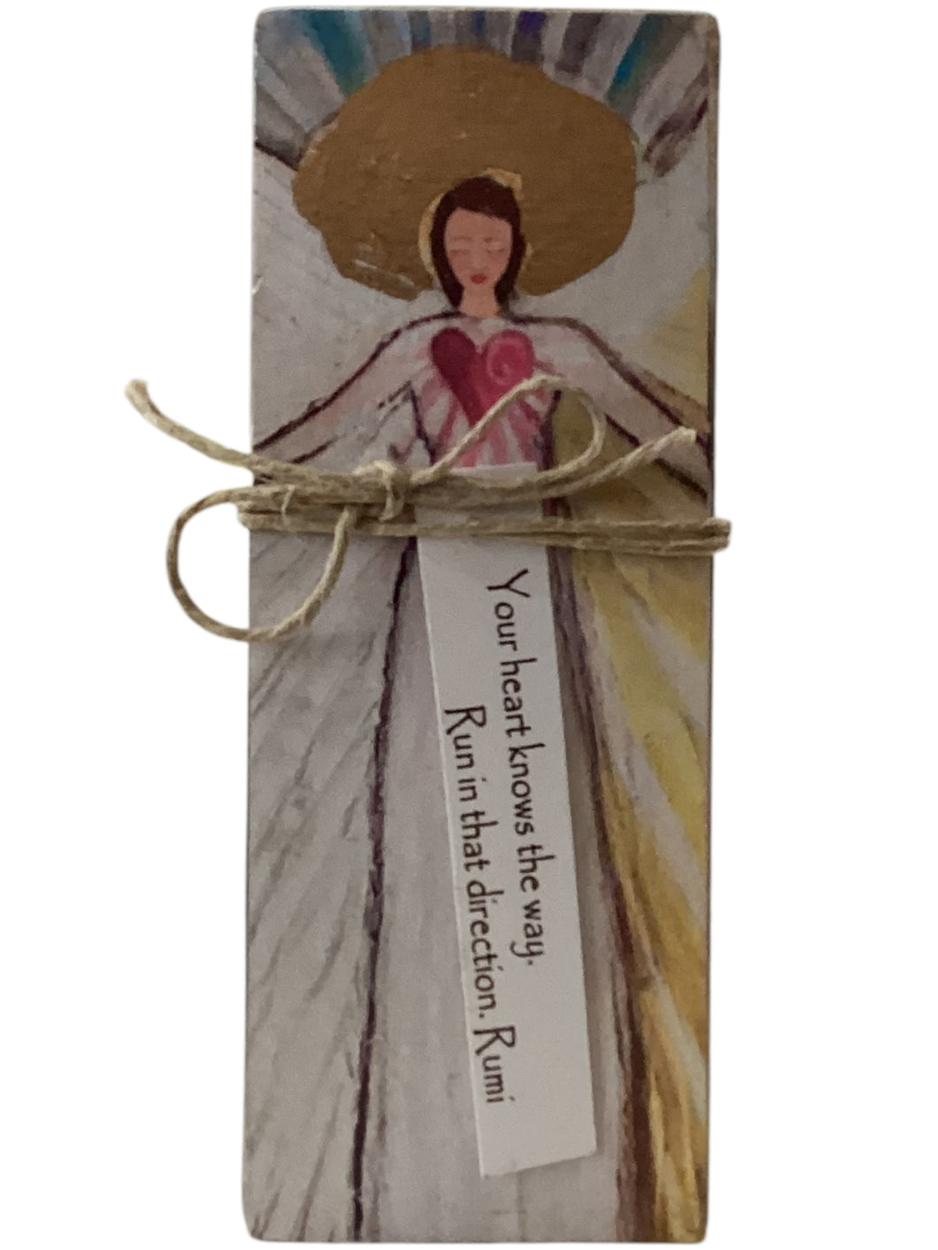 Small Wood Block Angel - Your heart knows the way. Run in that direction. – Rumi
