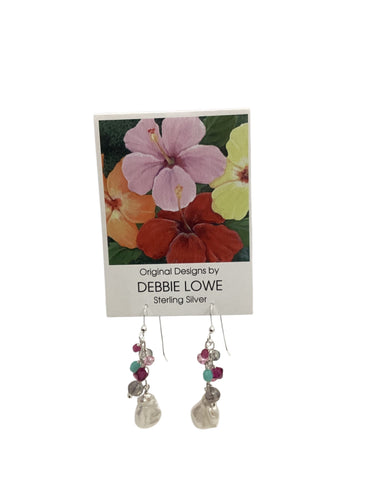 Pearls w/ Pink Swarovski Crystal Earrings
