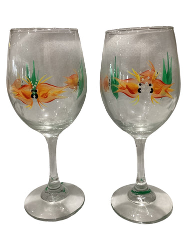 Stemmed Wine Glass Set - Fish