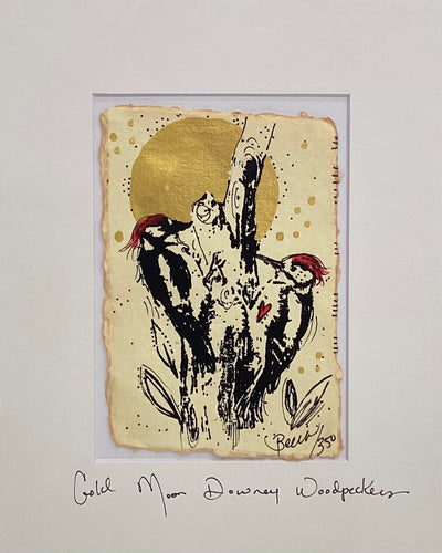 Gold Moon Downey Woodpeckers - Original - 8