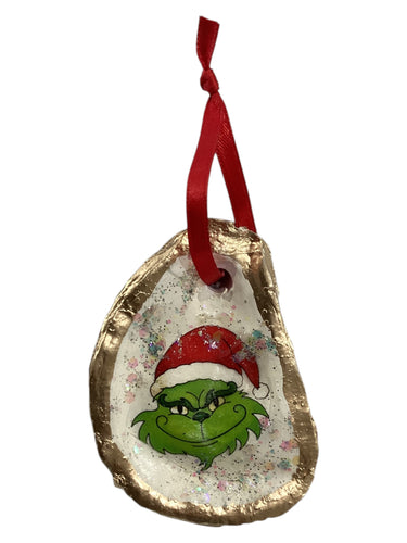 Holiday Oyster Ornament - Grinch