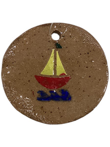 Sail Boat Ornament - Small Round