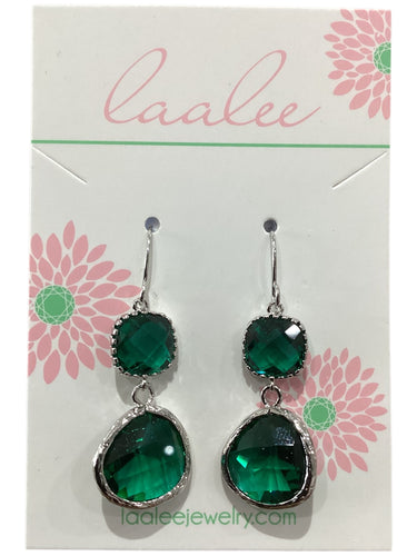 Emerald Green Earrings - Silver