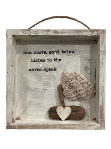 Sailboat Shell Shadow Box - Sun Above, Sand Below, Listen to the Waves Speak