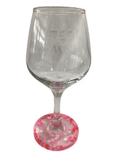 Red Wine Glass with Built-In Coaster - Lip Glitter - Engraved "Kiss Me"