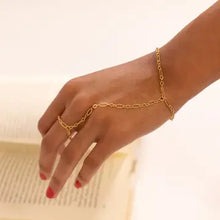 18K Gold PVD Stainless Steel Hammered Oval Hand Chain - Stainless