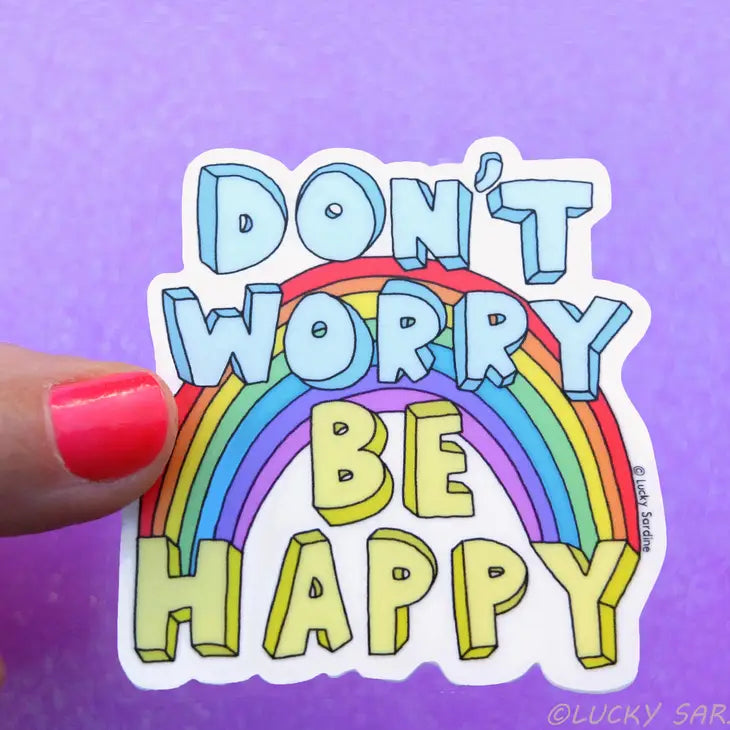 Retro Rainbow - Don't Worry Be Happy Vinyl Sticker
