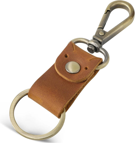 Genuine Leather Keychain - Brown