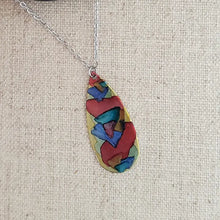 Alcohol Ink Stainless Steel Medium Teardrop Necklace