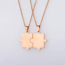 Matching Couple Puzzle Necklace Stainless Steel -Rose Gold