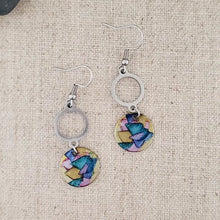 Alcohol Ink Stainless Steel Open Double Circle Earrings