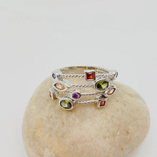 Copper Inlaid Colored Cubic Zirconia Ring